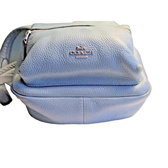 *Coach Pebbled Leather Light Blue Mini Backpack With Adjustable Straps Top Zip main image 5